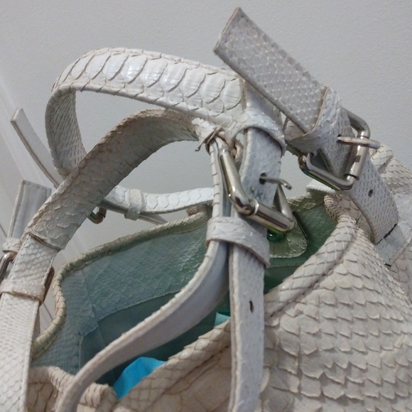 Vero Pitone Albino Python Snake Skin Handbag - Picture 9 of 10